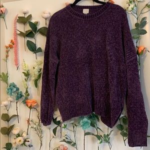 Woman’s purple chenille knit sweater